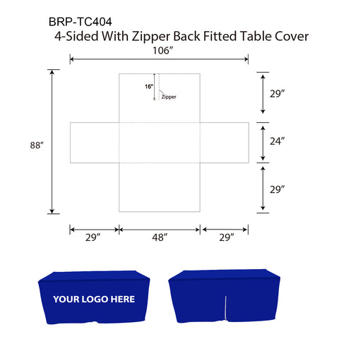 Table Covers For Trade Show Displays 4ft 4 Sided