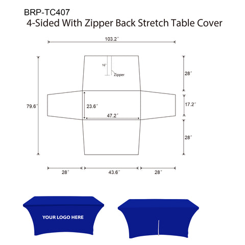 Custom Logo Tablecloths For Trade Shows 4ft 4 Sided