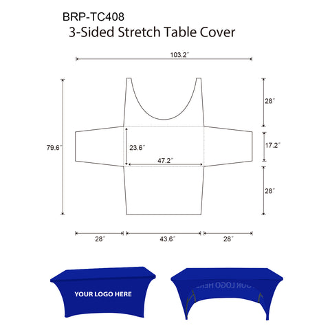 Custom Made Tablecloth With Logo 4ft 3-Sided