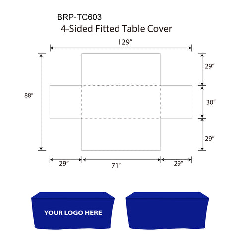 Custom Stretch Tablecloth 6ft 4 Sided