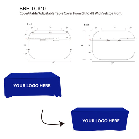 Custom Adjustable Table Covers For Trade Shows 6ft To 4ft