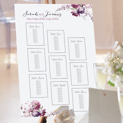 Vintage Flowers Wedding Table Plan