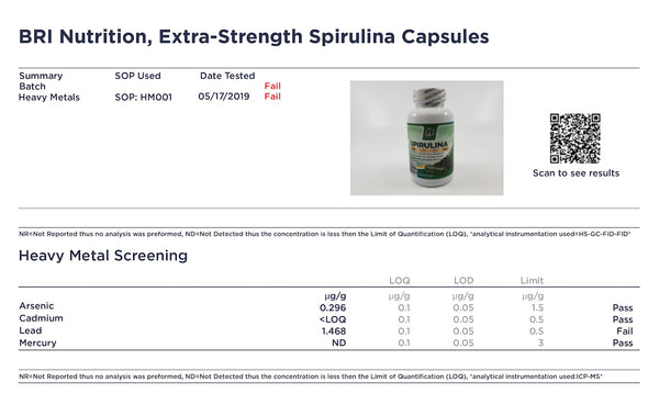 BRI Nutrition, Extra-Strength Spirulina Capsules