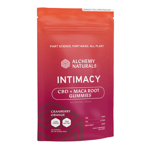 A bag of Alchemy Naturals Intimacy THC Gummies