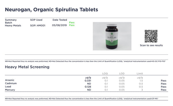 Neurogan, Organic Spirulina Tablets