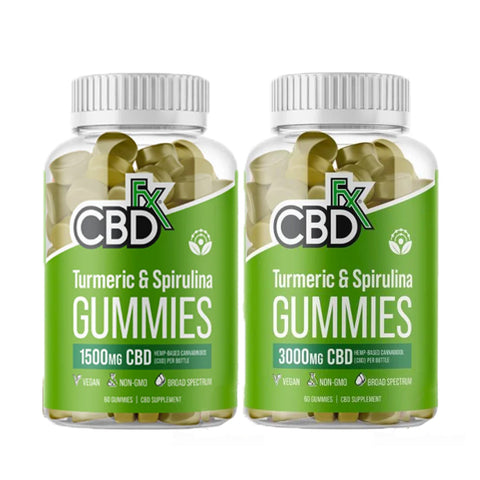 Jar of CBDfx Gummies with Turmeric & Spirulina, Best in Holistic Health