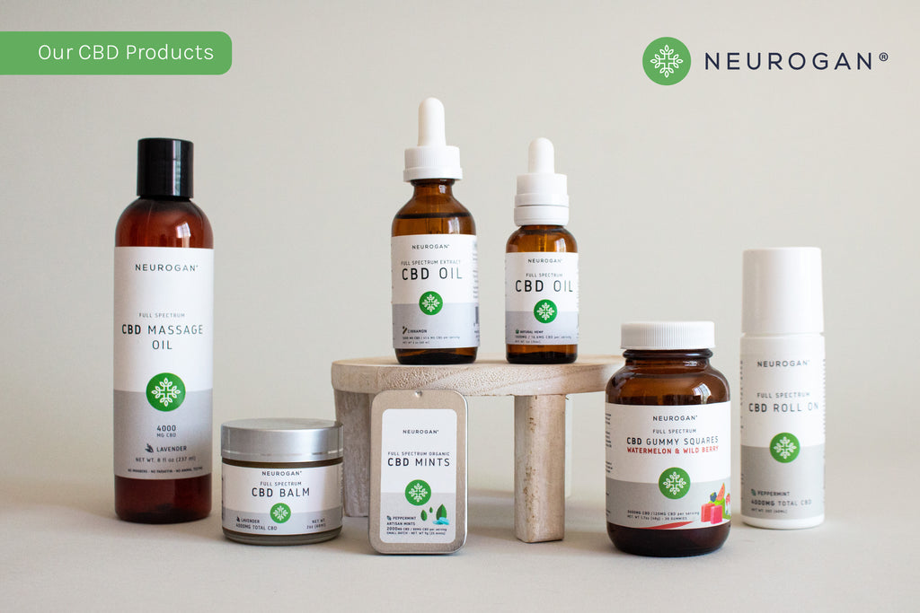 Lineup of Neurogan CBD products