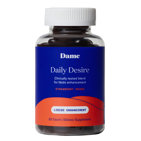 Bottle of Dame Daily Desire Gummies
