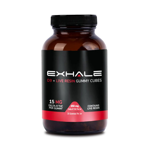 Bottle of Exhale Wellness Delta-9 Gummy Cubes