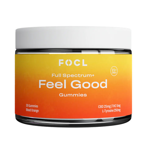 Bottle of FOCL Feel Good CBD Gummies