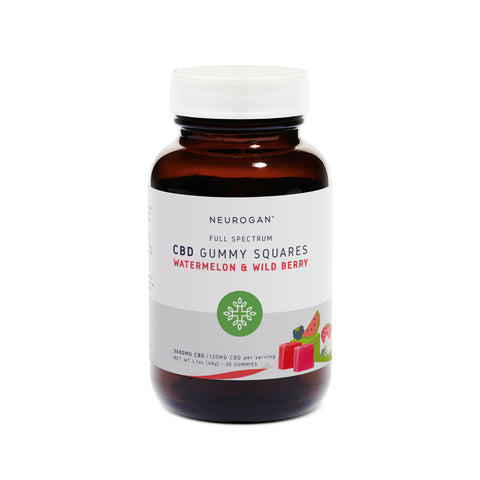 Jar of Neurogan CBD Gummies Squares for muscle relaxation