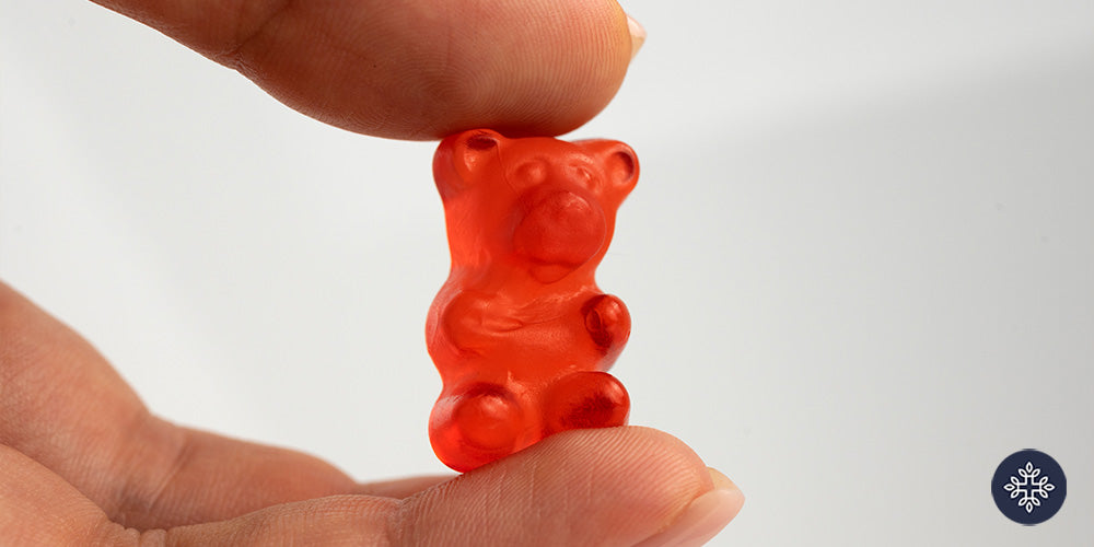 Close up to a red Gummy bear