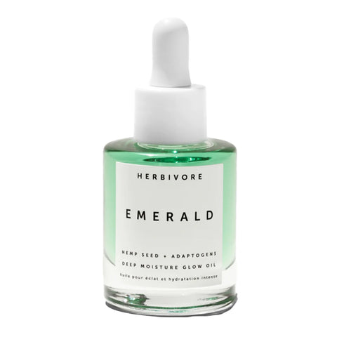 Bottle of Herbivore Emerald Deep Moisture Glow Oil