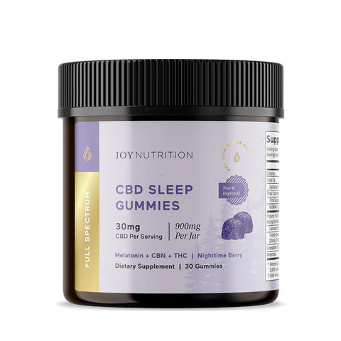 Jat of Joy Organics Full Spectrum Sleep CBD Gummies, the best for senior's Sleep Support