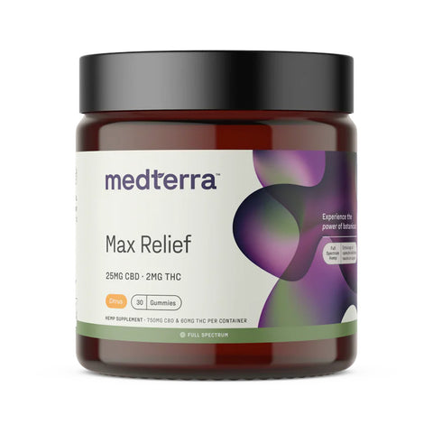 Bottle of MedTerra Max Relief CBD Gummies