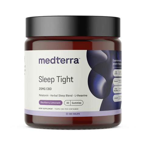 Bottle of MedTerra Sleep Tight Gummies (Black Currant)
