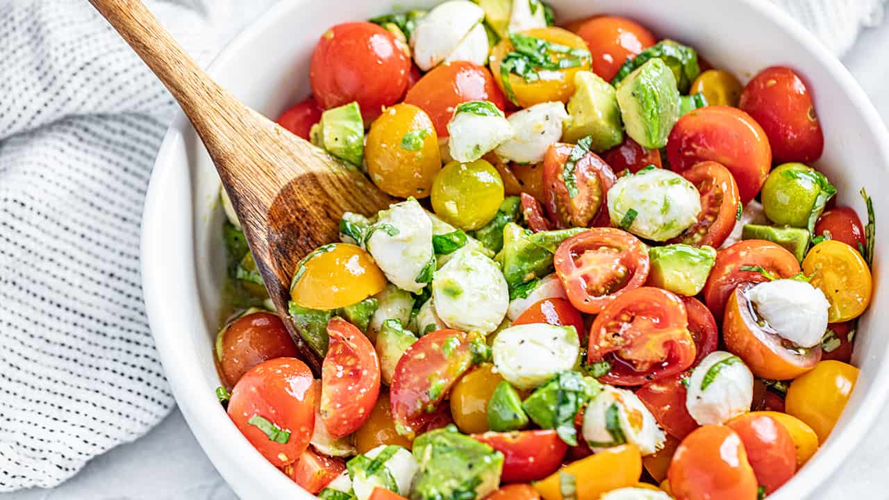 CBD Caprese Salad with Avocado By The Healthy Goat