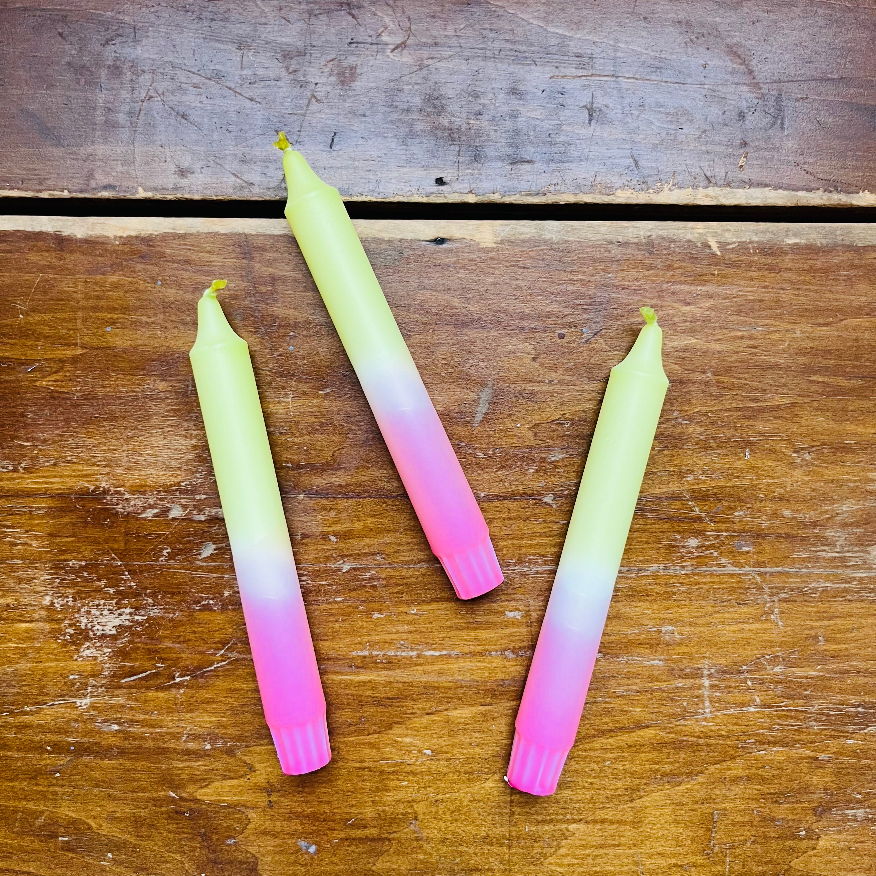 Budding Blooms Dip Dye Dinner Candles Trio