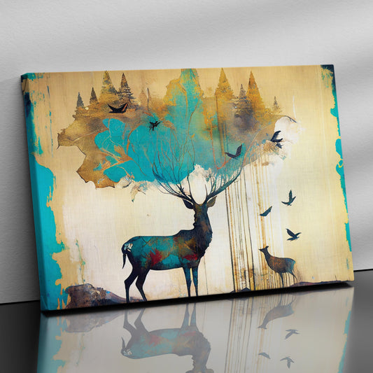 Vibrant Deer in Forest Canvas Art - Large Canvas Painting for Wall Dec -  Kotart