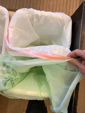 trash bag and compostable bag divided with Eco-Sorter