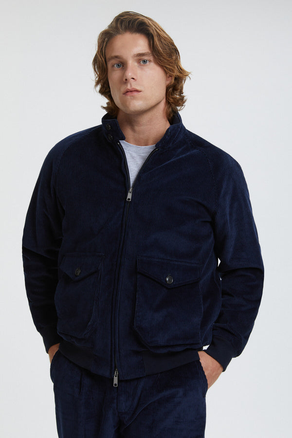 Unpadded Corduroy G9 Pocket Navy | Baracuta