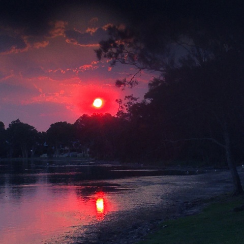 sunset over a lake 