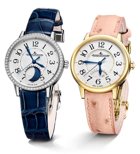 Jaeger LeCouture Rendez-Vous blue and pink watch straps