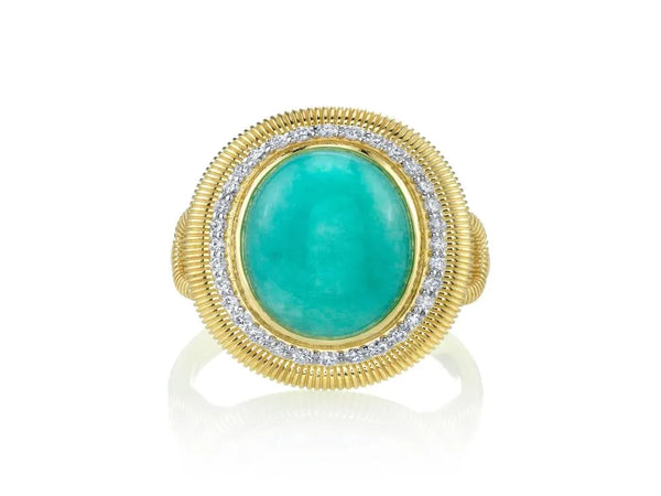 Turquoise and diamond ring