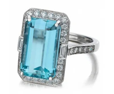 Suna Aqua gemstone and diamond ring