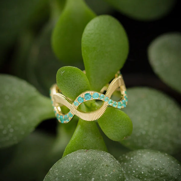 aqua braided ring