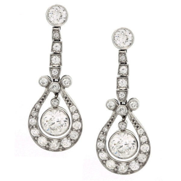 Art deco estate diamond dangle earrings