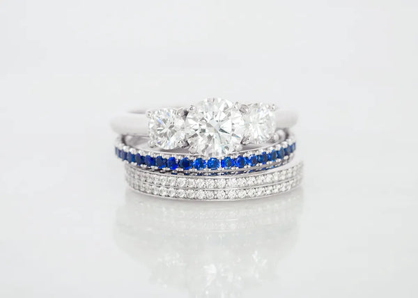 BLue gemstone and diamond bands