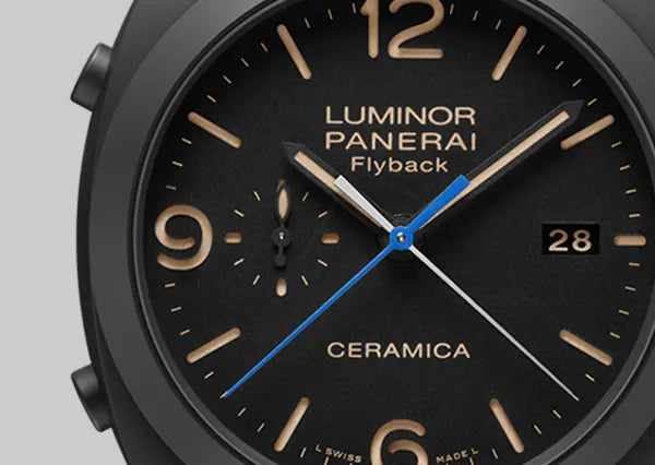 Mens black luminor chronograph watch