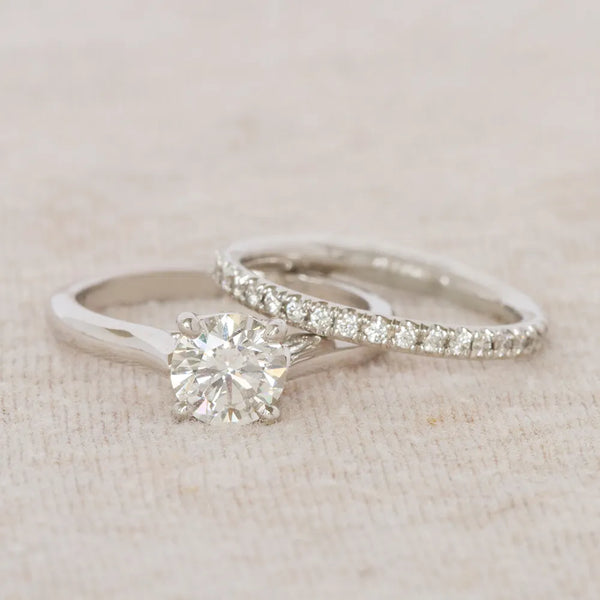 Diamond band and engagement ring