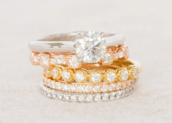 Diamond ring and mixed metal diamond stackables