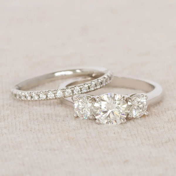 Diamond engagement ring and matching band