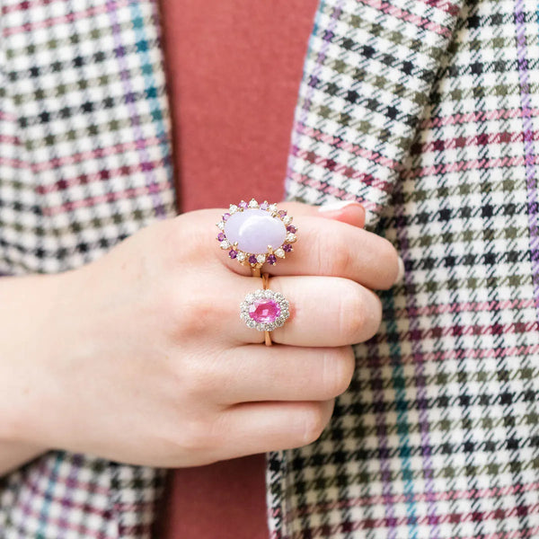 Opal ring and pink gemstone ring