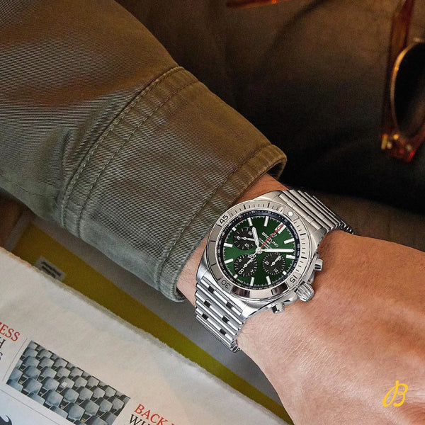 Mens green Breitling watch