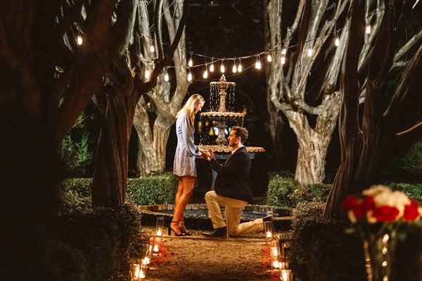holiday proposal with string lights