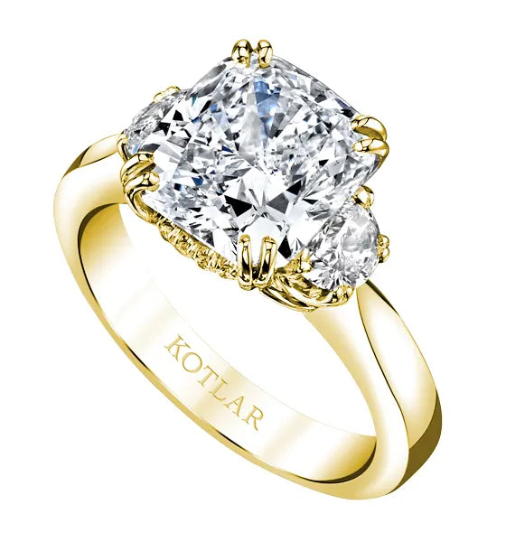 Harry Kotlar yellow gold three stone diamond ring