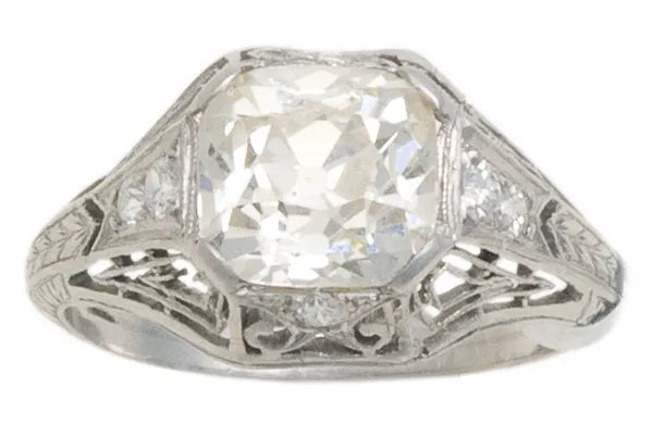 mine cut diamond ring