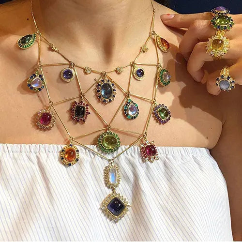 Color gemstone necklace