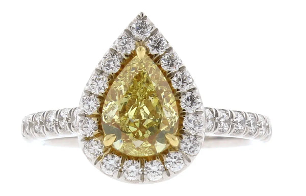 Pear shaped yellow diamond ring