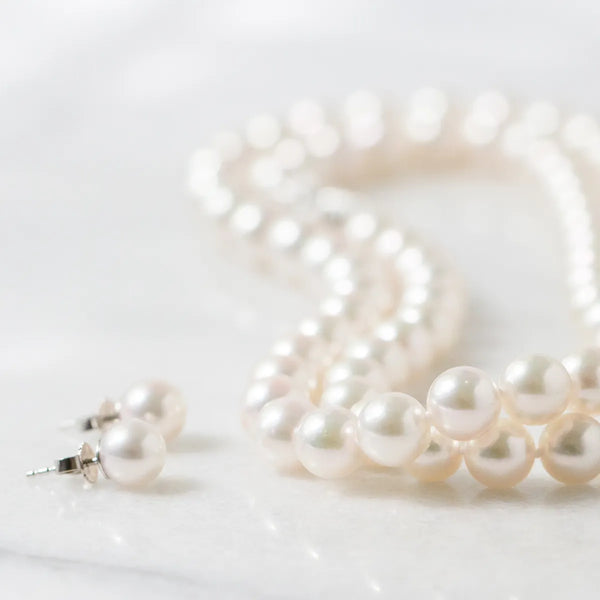 Pearl earrings and necklace
