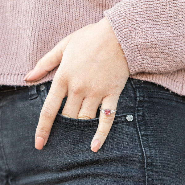 Pink gemstone pinky ring