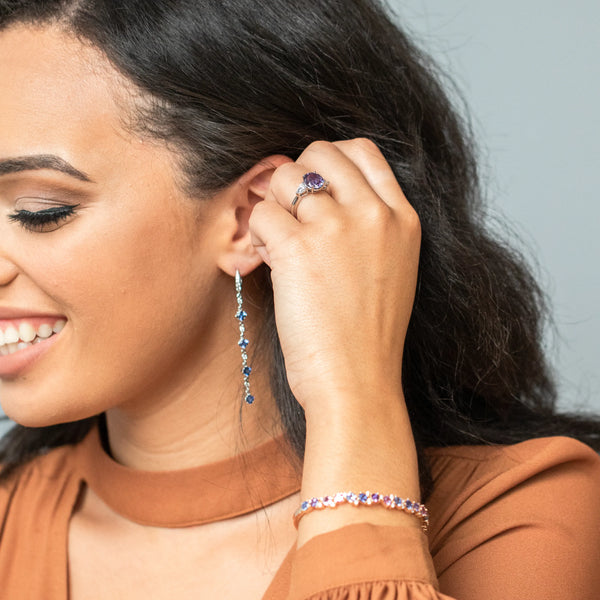 Blue gemstone ring, bracelet and earring