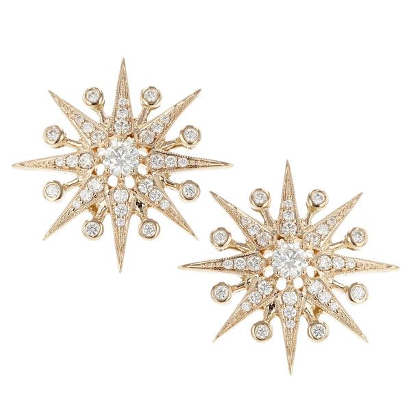 Penny Preville starburst yellow gold and diamond earrings