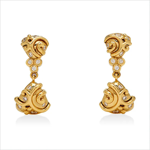 Gold and diamond earrings