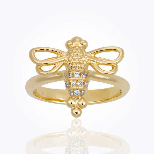 Busy bee yellow gold ring