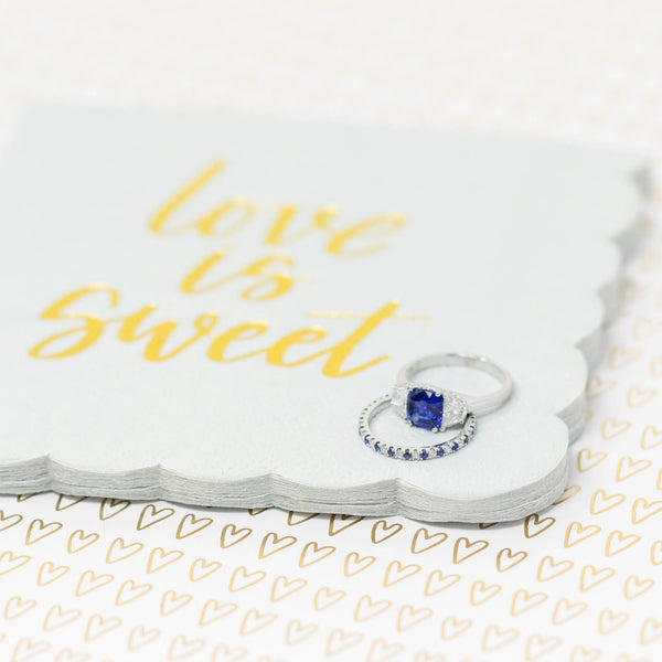 Blue gemstone and diamond rings